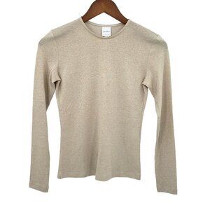 MaxMara Leisure Womens Top XS Gold Metallic Shimmer Career Party Holidays Casual